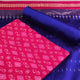 Pink & Blue Sambalpuri Silk handloom dress material blouse piece with motifs.