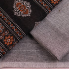 Detailed view of the matching black and grey Bomkai Cotton blouse piece with subtle weave pattern.