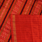 Close-up of multi-color striped Sambalpuri Silk Saree fabric texture.