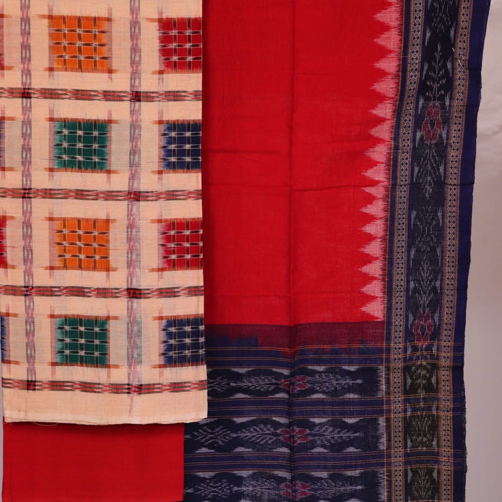 Close-up of vibrant motifs on blouse piece fabric