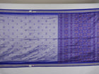 Ultra close-up of Bomkai Silk Saree fabric, highlighting the exquisite grey and blue weave texture.