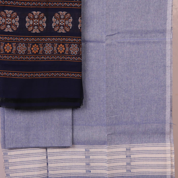 Matching Bomkai cotton blouse piece in maroon and pink, featuring coordinating butta pattern.