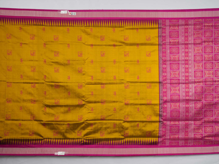 Extreme close-up of Bomkai Silk Saree fabric, highlighting its luxurious texture and handloom weave.