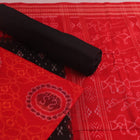 Handloom Red Sambalpuri Cotton Dress Material with Black border