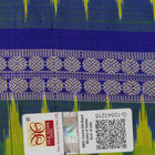 Detailed close-up of the exquisite green Bomkai Silk Saree fabric, highlighting its luxurious silk weave.
