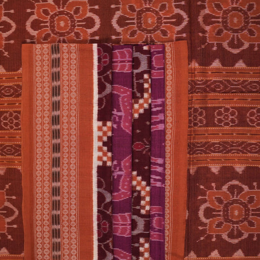 Elegant model drape of the brown Pasapalli Sambalpuri cotton saree showing the full traditional look.