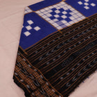 Stylishly draped Sambalpuri cotton dupatta in blue and black with intricate Pasapalli motifs