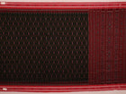 Black and red Sambalpuri cotton saree draped, showcasing its traditional motifs and elegant handloom texture.