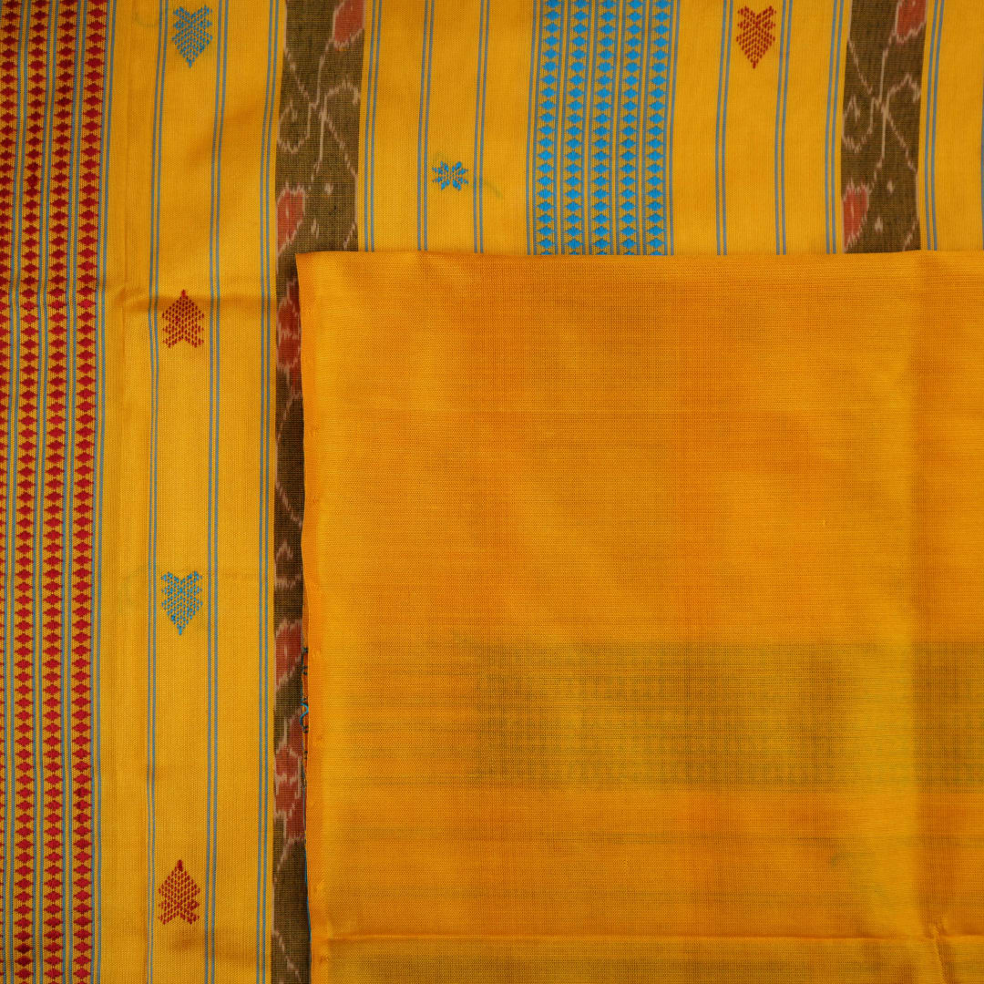 Close-up of the smooth texture and plain weave of white Sambalpuri silk fabric.