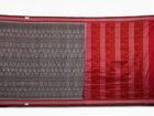 Close-up of the soft, lustrous grey Sambalpuri silk fabric texture, highlighting the intricate weave and motifs.