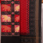Red and black Sambalpuri Pasapalli cotton dress material blouse piece detail.