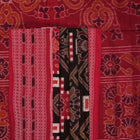 Full view of the red and multicolor Sambalpuri cotton saree displaying the entire Pasapalli layout