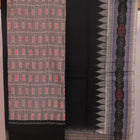 Sambalpuri cotton dress material: grey and black motif blouse piece detail.