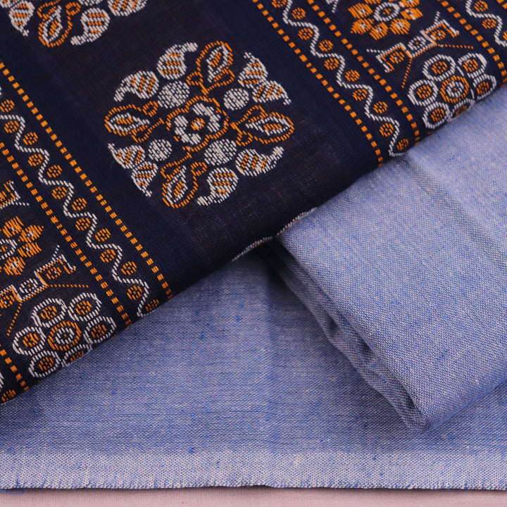 Matching Bomkai cotton blouse piece in maroon and pink, featuring coordinating butta pattern.