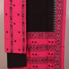 Blouse piece detail of pink and black Sambalpuri cotton motif dress material.