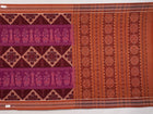 Elegant model drape of the brown Pasapalli Sambalpuri cotton saree showing the full traditional look.