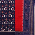 Sambalpuri cotton dress material: Detail of the blue and red Pasapalli patterned blouse piece.