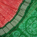Peach Sambalpuri Silk Saree with Green Border
