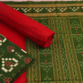 Green Pasapalli Sambalpuri Cotton Dress Material with Red Border C33-08-05841