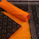 Detail of black and yellow Sambalpuri cotton dress material blouse piece with motifs.