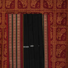 Full flat layout of the black and maroon Bomkai cotton saree with traditional butta patterns and pallu.
