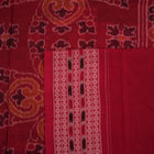Full view of the red and multicolor Sambalpuri cotton saree displaying the entire Pasapalli layout