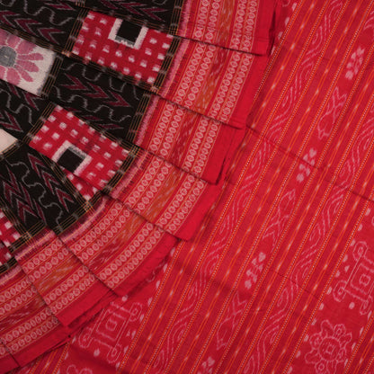 Handloom Black Sambalpuri Cotton Saree with Red border