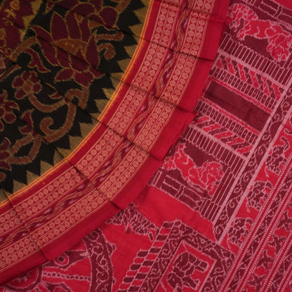 Handloom Black Sambalpuri Cotton Saree with Red border