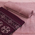 Purple Butta Bomkai Cotton Dress Material with Brown Border