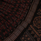 Handloom Orange Sambalpuri Cotton Saree with Black border