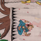 Close-up of white silk Patachitra saree fabric showing hand-painted texture and detail.