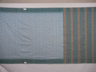Full layout view of the blue and green Sambalpuri cotton saree showcasing the entire butta design