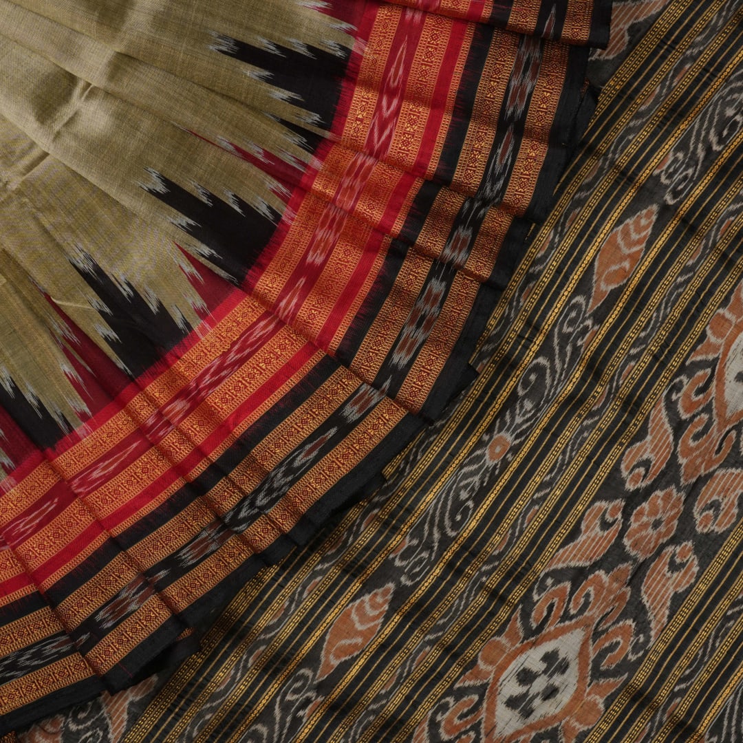 Handloom Brown Khandua Silk Saree with Black border
