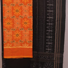 Blouse piece of yellow and black Sambalpuri cotton dress material with motifs.