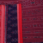 Blue Sambalpuri cotton saree draped, showcasing the overall styling and motifs.