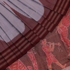 Handloom Grey Sambalpuri Silk Saree with Maroon border