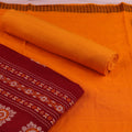 Maroon Butta Bomkai Cotton Dress Material with Yellow Border C37-08-06008