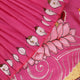 Close-up of pink silk Patachitra saree fabric, showcasing hand-painted texture and fine details.