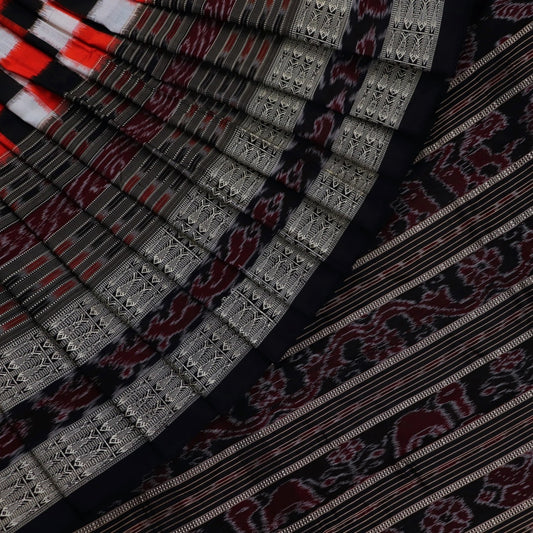 Handloom Black Sambalpuri Silk Saree with Black border