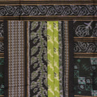 Full flat layout of the green and black Sambalpuri cotton saree with detailed motifs and pallu design