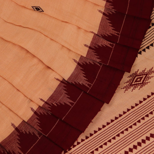 Handloom Cream Kotpad Cotton Saree with Maroon border