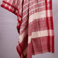 White Sambalpuri Cotton Dupatta with Red Border B10-36-05528