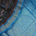 Multi-Color Tissue Motifs Sambalpuri Silk Saree with Blue Border