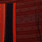 Styled plain blue and orange Sambalpuri cotton saree.