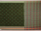 Full view of a green cotton Sambalpuri handloom Saree featuring butta pattern.