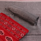 Handloom Red Bomkai Cotton Dress Material with Grey border
