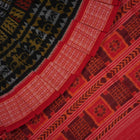 Full layout of the black and red Sambalpuri cotton saree displaying the complete pattern and border design.