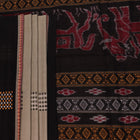 Full product view of a grey Bomkai cotton saree featuring black butta patterns.