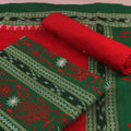 Green Sambalpuri Cotton Dress Material with Red Border C32-06-05819