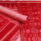 Handloom Red Sambalpuri Silk Dress Material with Peach border